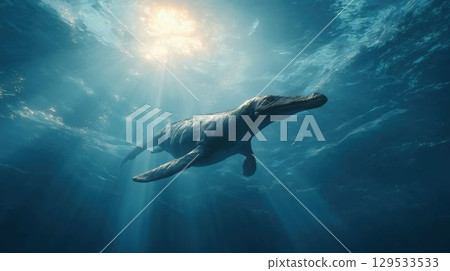 Mosasaurus swimming in the sea of the dinosaur era Mosasaurus swimming in the sea of the dinosaur era 129533533