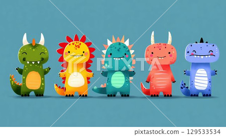 Dinosaur character illustrations for kids Dinosaur character illustrations for kids 129533534