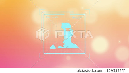 Image of data processing with diverse people portraits over light spots on orange background Image of data processing with diverse people portraits over light spots on orange background 129533551