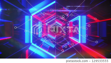 Image of white lines over digital tunnel Image of white lines over digital tunnel 129533555