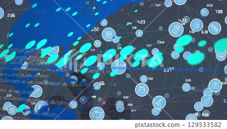 Image of data processing over network of connections Image of data processing over network of connections 129533582