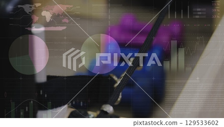 Image of digital interface over gym Image of digital interface over gym 129533602