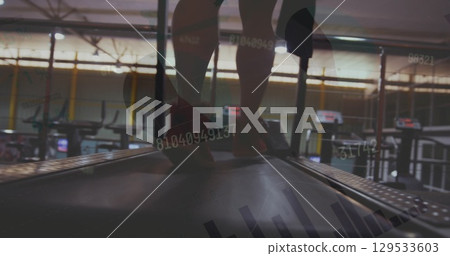 Image of digital interface over men exercising 129533603