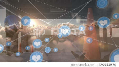 Image of data processing over african american man playing football Image of data processing over african american man playing football 129533670