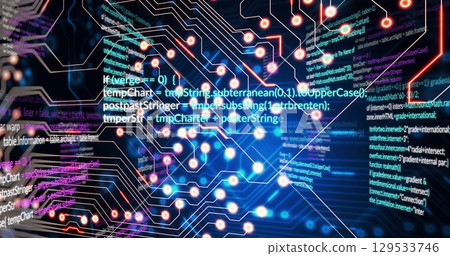 Image of data processing over black background 129533746