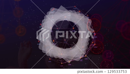 Image of data processing over blue background 129533753