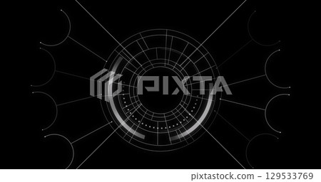 Image of network of connections on dark background 129533769