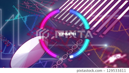 Image of data processing over blue background 129533811