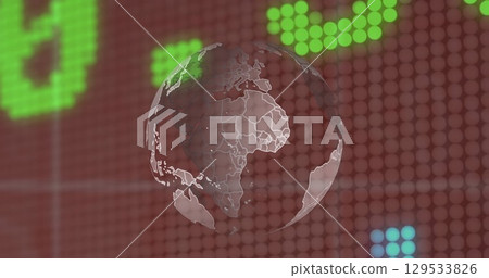Image of globe and financial data over brown background 129533826
