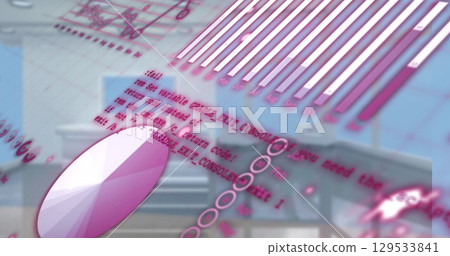 Image of financial data processing over moving cogs 129533841