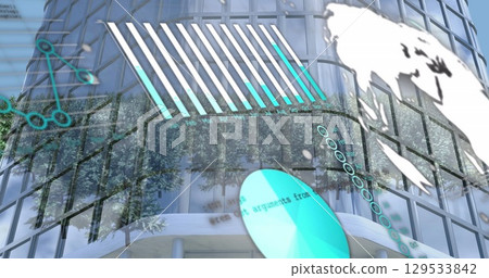Image of graphs over office buildings Image of graphs over office buildings 129533842