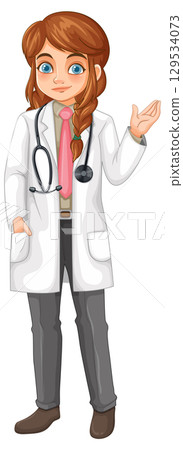 Female Doctor Character in White Lab Coat Illustration Female Doctor Character in White Lab Coat Illustration 129534073