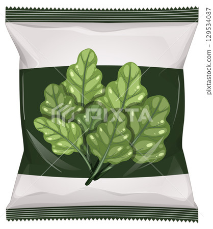 Vector Illustration of Leafy Greens Snack Packaging 129534087