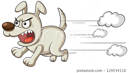 Angry Cartoon Dog Running Fast 129534118