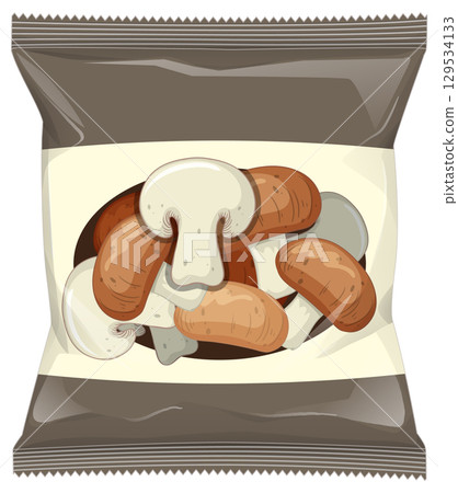 Mushroom Snack Chips Packet Vector Illustration Mushroom Snack Chips Packet Vector Illustration 129534133