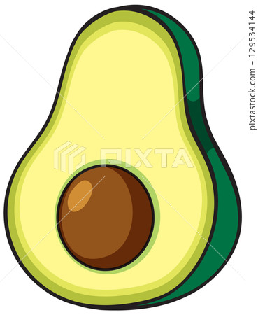 Vibrant Avocado Vector Illustration with Seed Vibrant Avocado Vector Illustration with Seed 129534144