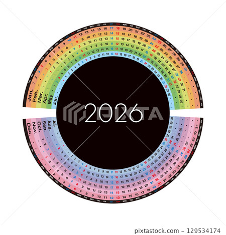 2026年曆 無日本假日 129534174