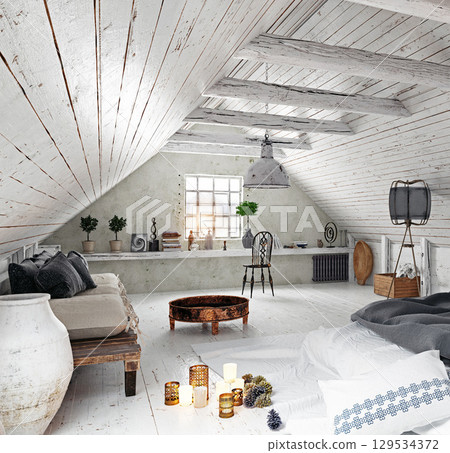 Spacious Studio in a Bright Attic 129534372