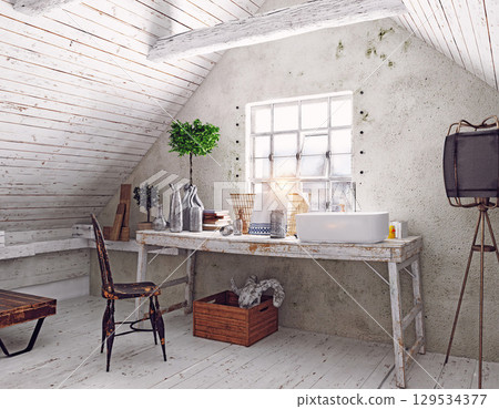 Creative Corner in an Attic Creative Corner in an Attic 129534377