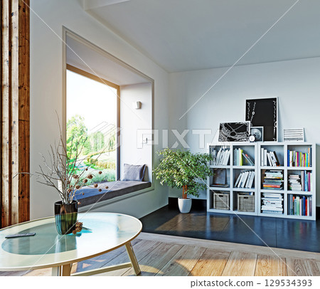 Cozy Reading Nook by the Window 129534393