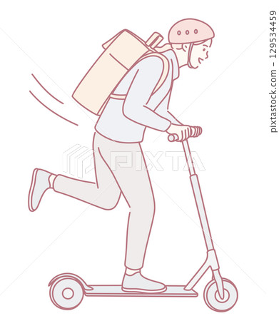 Dynamic Delivery Rider A Fast and Efficient Delivery Professional on an Electric Scooter 129534459