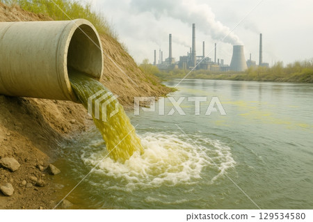 Polluted Water from Industrial Drain 129534580