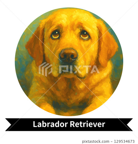 Labrador Retriever Dog Portrait - Cute Pet Oil Painting Style Image 129534673