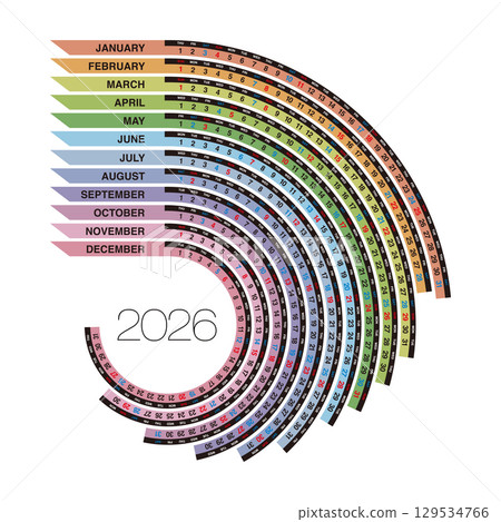 2026年曆 無日本假日 129534766