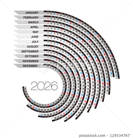 2026年曆 無日本假日 129534767