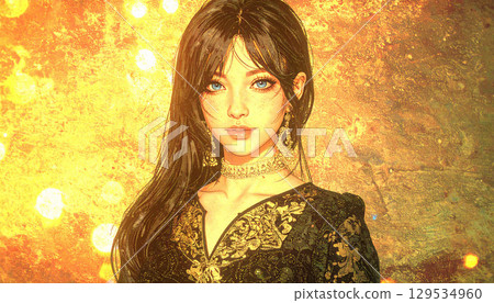 藍眼睛女人 AI 生成素材 129534960