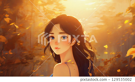 Blue-eyed woman AI-generated material 129535002