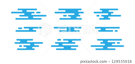 Japanese and Chinese cloud set. Asian cloud pattern. Simple black Japan or China style shapes. Traditional oriental design decorative element. Vector illustration isolated on white background Japanese and Chinese cloud set. Asian cloud pattern. Simple black Japan or China style shapes. Traditional oriental design decorative element. Vector illustration isolated on white background 129535016