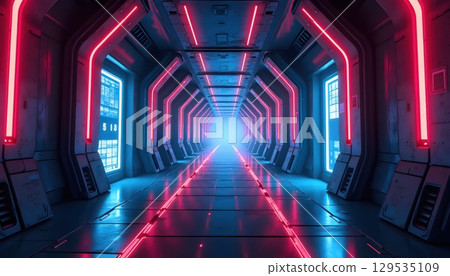 Journey Through a Glowing Hallway in Cyberspace 129535109
