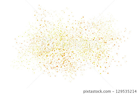 Watercolor yellow-orange brush splatters and stains cloud shaped as a symbol of gold, sun, and radiance. Hand-drawn watercolor illustration isolated on white 129535214