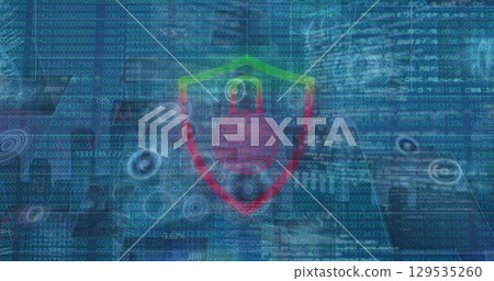 Image of data processing over security padlock 129535260