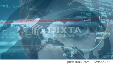 Image of data processing over woman using smartphone Image of data processing over woman using smartphone 129535262