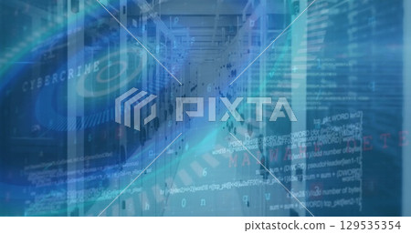 Image of data processing over server room 129535354