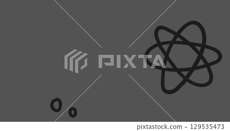 Image of falling molecules over dark background 129535473