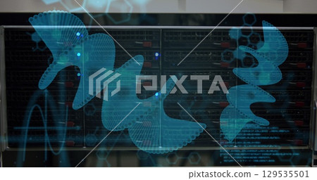 Image of medical data processing over dark background 129535501