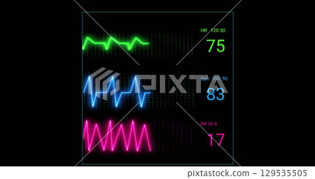 Image of cardiograph over black background Image of cardiograph over black background 129535505