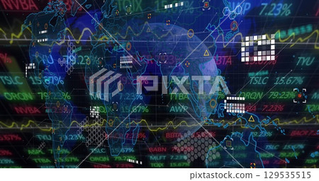 Image of data processing on black background 129535515