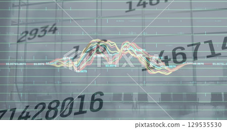 Image of financial connections over grey background 129535530