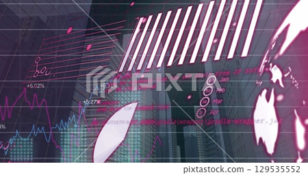 Image of data processing over cityscape Image of data processing over cityscape 129535552