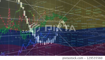 Image of financial data processing over moving Image of financial data processing over moving 129535560