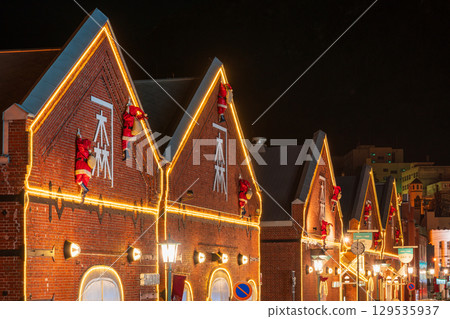 函館_冬季紅磚倉庫夜景 函館_冬季紅磚倉庫夜景 129535937