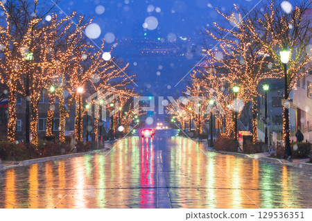 北海道函館_八幡坂的冬季夜景 129536351