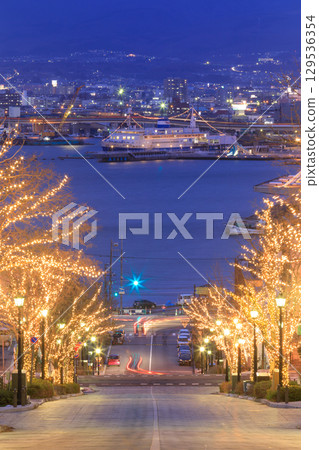 北海道函館_八幡坂的冬季夜景 129536354