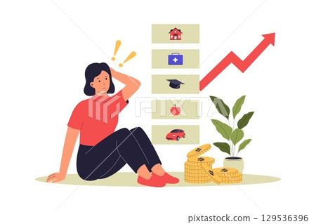 Cost of Living Crisis Illustration Cost of Living Crisis Illustration 129536396