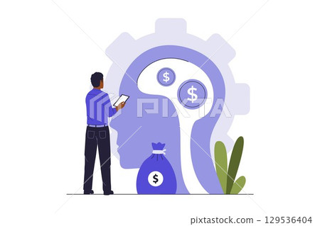 Man Controlling Money Mindset and Financial Thinking Illustration Man Controlling Money Mindset and Financial Thinking Illustration 129536404