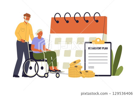 Retirement Plan and Healthcare Planning Illustration 129536406